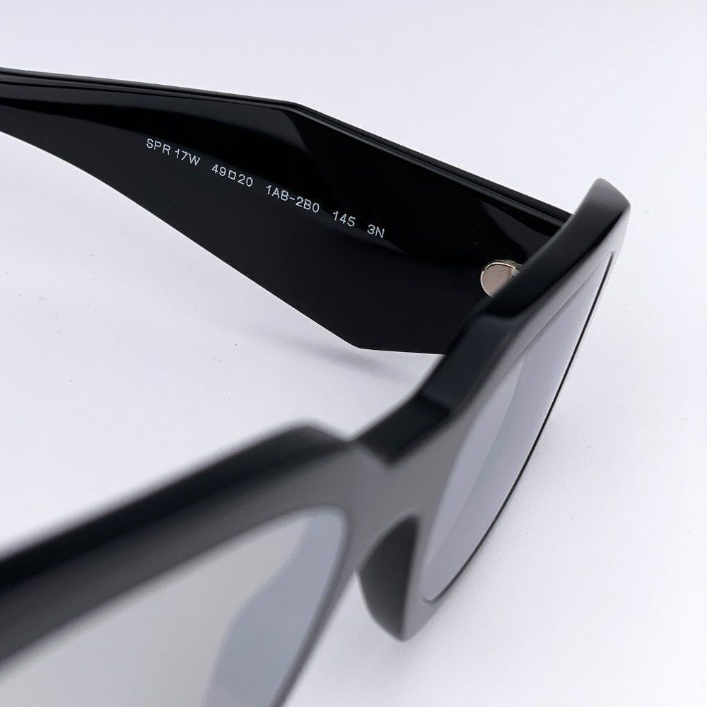 NEW Prada PR17WS 1AB2B0 Black Light Gray Mirrored Silver Square Unisex - Picture 9 of 13